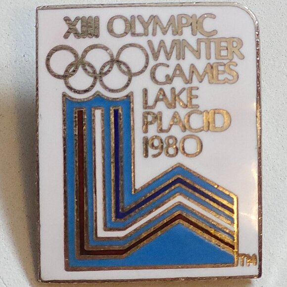 1980 Lake Placid Winter Games PIN XIII Silver Tone Enamel - Picture 1 of 2